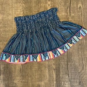 LUCKY IN LOVE LONG BORDERLINE SMOCKED SKIRT WOMANS MEDIUM BLUE FEELING INKY